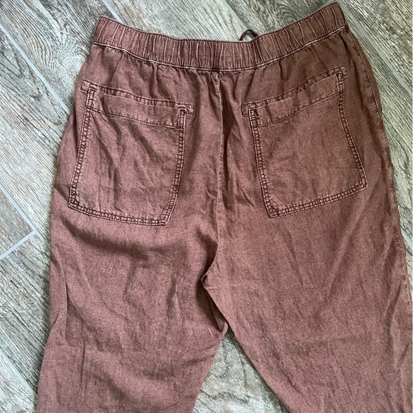 Pilcro Linen Blend Drawstring Pants, Brown, Wide Leg Relaxed Fit, Women’s Large - Picture 12 of 14